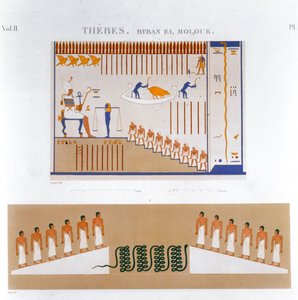 Illustrationer af fresker fra Byban el Molouk, Theben, Egypten, 1822 af Jomard