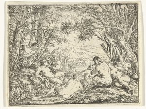 Satyrer og nymfer i en skov