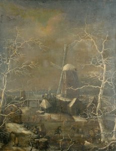 Winter Scene, ca. 1600 (olie på lærred) af Joos or Josse de The Younger (attr. to) Momper
