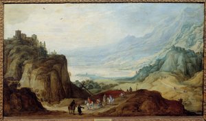 Alpernes landskab. Maleri af Josse II Momper (1564 - 1635) Ec. Flam.