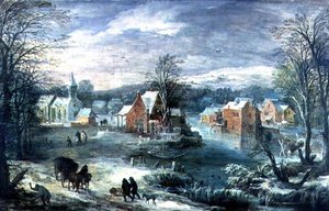 Landsbylandskab om vinteren (panel)