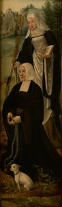 Saint Monica og en donor, en fløj af et altertavle (olie på panel) af Joos van (follower of) Cleve
