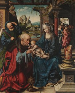Cleve (tilskrevet) - De hellige tre kongers tilbedelse - midterste panel, ca. 1515, Museo e Real Bosco di Capodimonte af Joos van Cleve