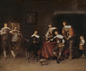 En kunstner, der maler portrættet af en ung herre i Antwerpen