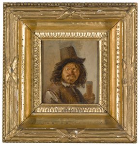 Portræt af en mand, der holder om en drink af Joos van Craesbeeck