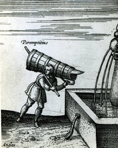 En lærling henter vand fra et springvand (detalje af 105365) af Joris Hoefnagel