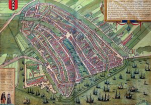 Kort over Amsterdam, fra "Civitates Orbis Terrarum" af Georg Braun (1541-1622) og Frans Hogenburg (1535-90), ca. 1572