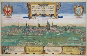 Kort over Lublin, fra "Civitates Orbis Terrarum" af Georg Braun (1541-1622) og Frans Hogenberg (1535-90), ca. 1572-1617