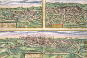 Kort over Montpellier, Tours og Poitiers, fra 