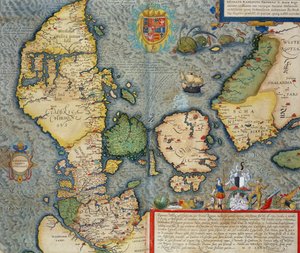 Kort over Nordeuropa, fra "Civitates Orbis Terrarum" af Georg Braun (1541-1622) og Frans Hogenberg (1535-90), ca. 1572-1617