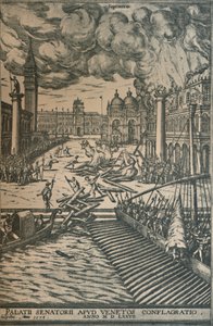 Afbrændingen af Dogepaladset, 1578, 1925. af Joris Hoefnagel