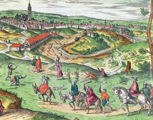 Byplan for Sevilla, fra Civitates Orbis Terrarum af Georg Braun 1541-1622 og Frans Hogenberg 1535-90, 1593 farvet graveringsdetalje af 121051 af Joris Hoefnagel