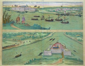 To billeder af Comorra, fra "Civitates Orbis Terrarum" af Georg Braun (1541-1622) og Frans Hogenburg (1535-90), ca. 1572 af Joris Hoefnagel