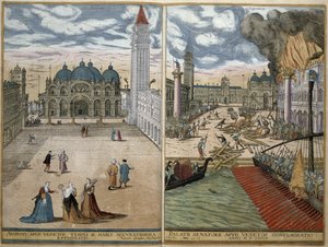 Udsigt over San Marco og Palazzo Ducale i brand, fra 