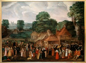 Bryllupsfest i Berdmondsey Maleri af Georges Hoefnagel (1542-1601) (ec.engl.) 1600 Privat samling af Joris Hoefnagel