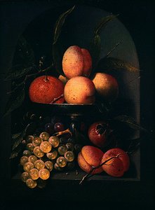 A Tazza of Fruit in a Stone Niche (olie på lærred) af Joris van Son