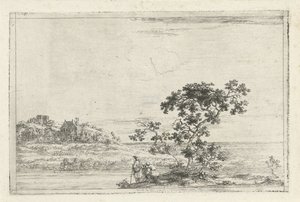 Landskab med figurer ved et træ