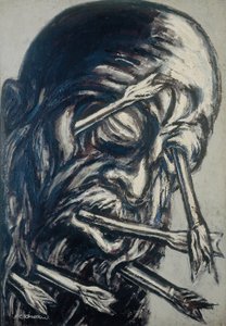 Hoved gennemboret med pile, fra Los teules -serien af José Clemente Orozco