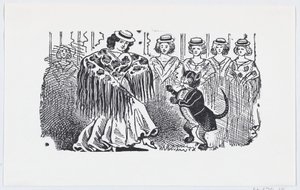 En kvinde danser med en kat i et jakkesæt, ca. 1880-1910., ca. 1880-1910.