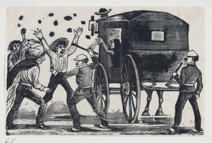 Mænd, der kæmper i nærheden af hest og vogn, ca. 1900-1910., ca. 1900-1910. af José Guadalupe Posada