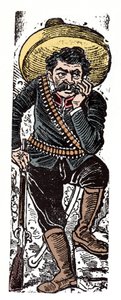 Den mexicanske revolution (1910-1920) - El General Genovevo de la O, en revolutionær tilhænger af Emiliano Zapata - Xylografi af Jose Guadalupe Posada (1852-1913)