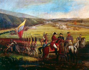 General Narinos tropper, en af Bolivars følgesvende, under slaget ved Calibio, maleri af Jose Maria Espinosa (1796-1883). Colombia af José María Espinosa Prieto