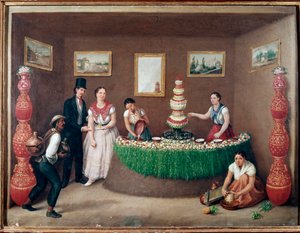 Chufa Horchata Sellers (Orxata de Xufa eller Orxata De Xufla) Maleri af Augustin Arriete (1800-tallet) Mexico City, Historisk Nationalmuseum, Chateau