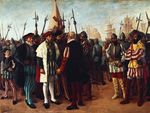 "Den franske kong Francois I (1494-1547) i havnen i Valencia" 1800-tallet (maleri) af Jose Bru Albinana