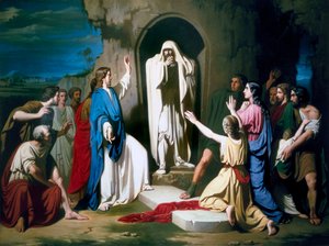 "" Lazarus opstandelse "" Maleri af Jose Casado del Alisal (1832-1886) omkring 1855 Madrid. Museum for Real Academy of San Fernando. Spanien