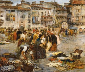 Et marked i Granada (olie på lærred) af Jose Fernandez Alvarado