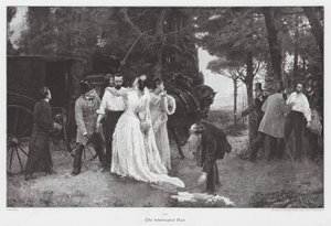 Den afbrudte duel (farvelitografi) af Jose Garnelo y Alda