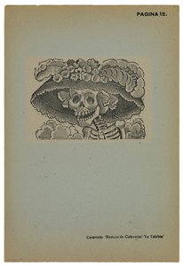 Calavera de la Catrina, ca. 1910, trykt 1943 (foto-relief radering med gravering) af José Guadalupe Posada