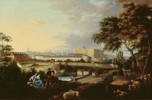 Udsigt over det kongelige palads i Madrid fra Principe Pio-bjerget af Jose Maria Avrial Y Flores
