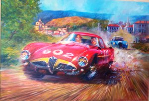 Juan Manuel Fangio Mille Miglia 1953 (Akryl over lærred, 2017)