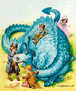 Den blide drage (farvelitografi)