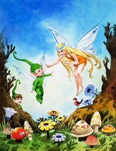 The Rainbow Pixie (gouache på papir)