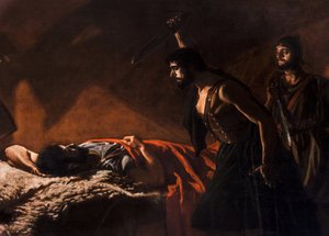 Historisk maleri: Viriatus død (Viriate, Viriathe, vers 180-139 avant JC) af Villegas Cordero, Jose (1844-1921)