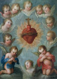 Jesu hellige hjerte omgivet af engle, ca. 1775 af Jose de or Joseph Paez