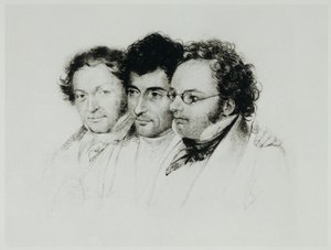 Johann Baptist Jenger, Anselm Huettenbrenner og Franz Schubert ... af Josef Eduard Teltscher