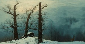 JJM genskaber Friedrich-C-D: Stenbunke i sneen (panorama)