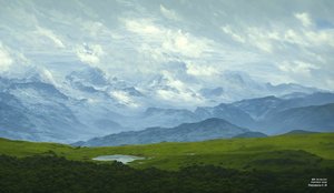 JJM genskaber Friedrich-C-D: Driving Clouds (Alpine Panorama)