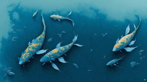 blækmaleri: Koi-Karpfish_blue_01
