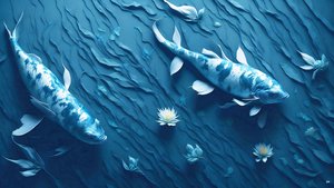 blækmaleri: Koi-Karpfish_blue_03