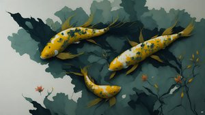 blækmaleri: Koi-Karpfish_gold_01