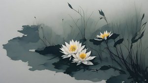 blækmaleri: water-lillies_01