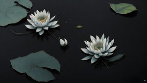 blækmaleri: waterlili-sort_03