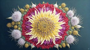 mandala: Tidsel med blomstrende elementer_01