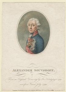 Portræt af feltmarskal generalissimo prins Alexander Suvorov 1729–1800, 1799 af Josef Kreuzinger