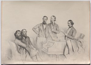 Østrigske komponister; Heinrich Proch, Franz von Suppé, Karl Binder, Anton Emil Titl, Anton Maria Storch af Josef Kriehuber