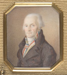 Ældre herre i blå, hvid og rød vest af Josef Lanzedelli d. Ä.